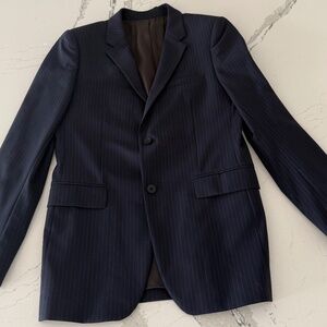 Theory Wool Navy Blue Pinstripe Slim Fit Two Button Suit